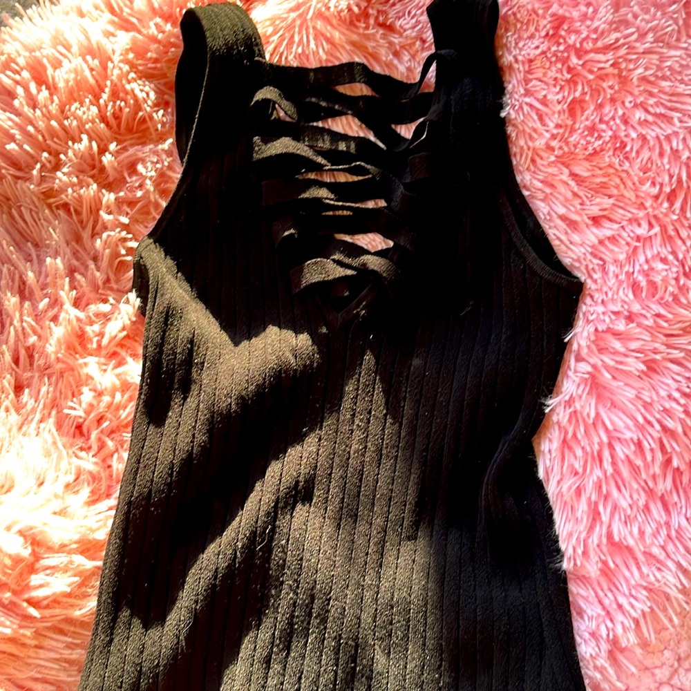 Black Autumn Cashmere Strappy top. Small